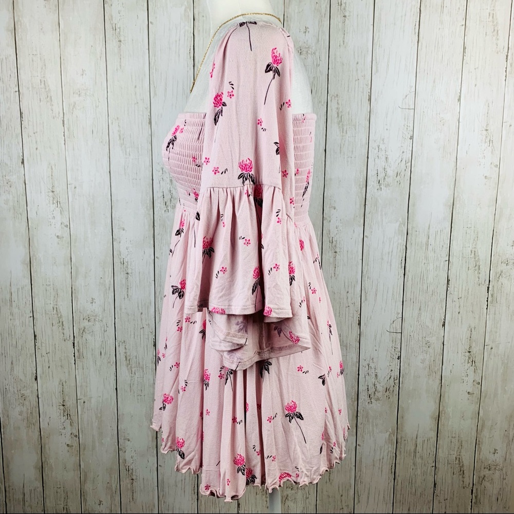 🔥FREE PEOPLE🔥Lana Off The Shoulder Floral Tunic Top Pink/Purple NWT - Picture 7 of 11